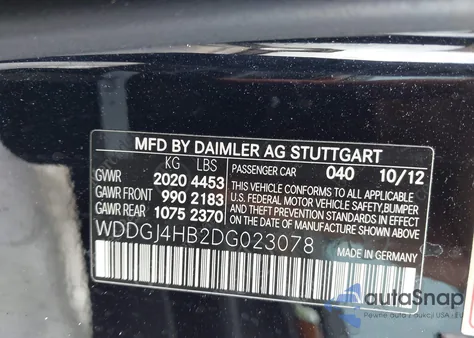 2013 Mercedes-Benz C-Class C 250 из США, поврежденный, VIN WDDGJ4HB2DG023078